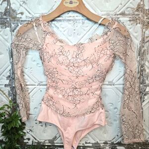 Lovers + Friends Etty Body Suit Color Soft Blush Size XXS  Feminine Romantic NWT